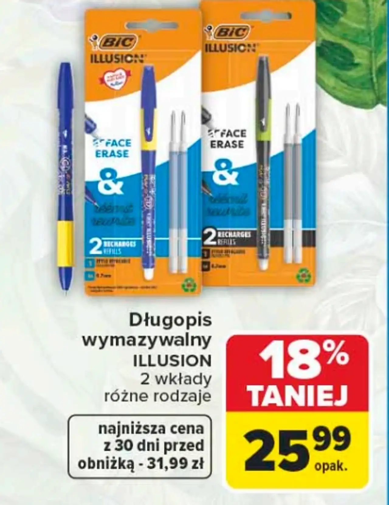 Długopis wymazywalny BIC ILLUSION 2 wkłady różne rodzaje
