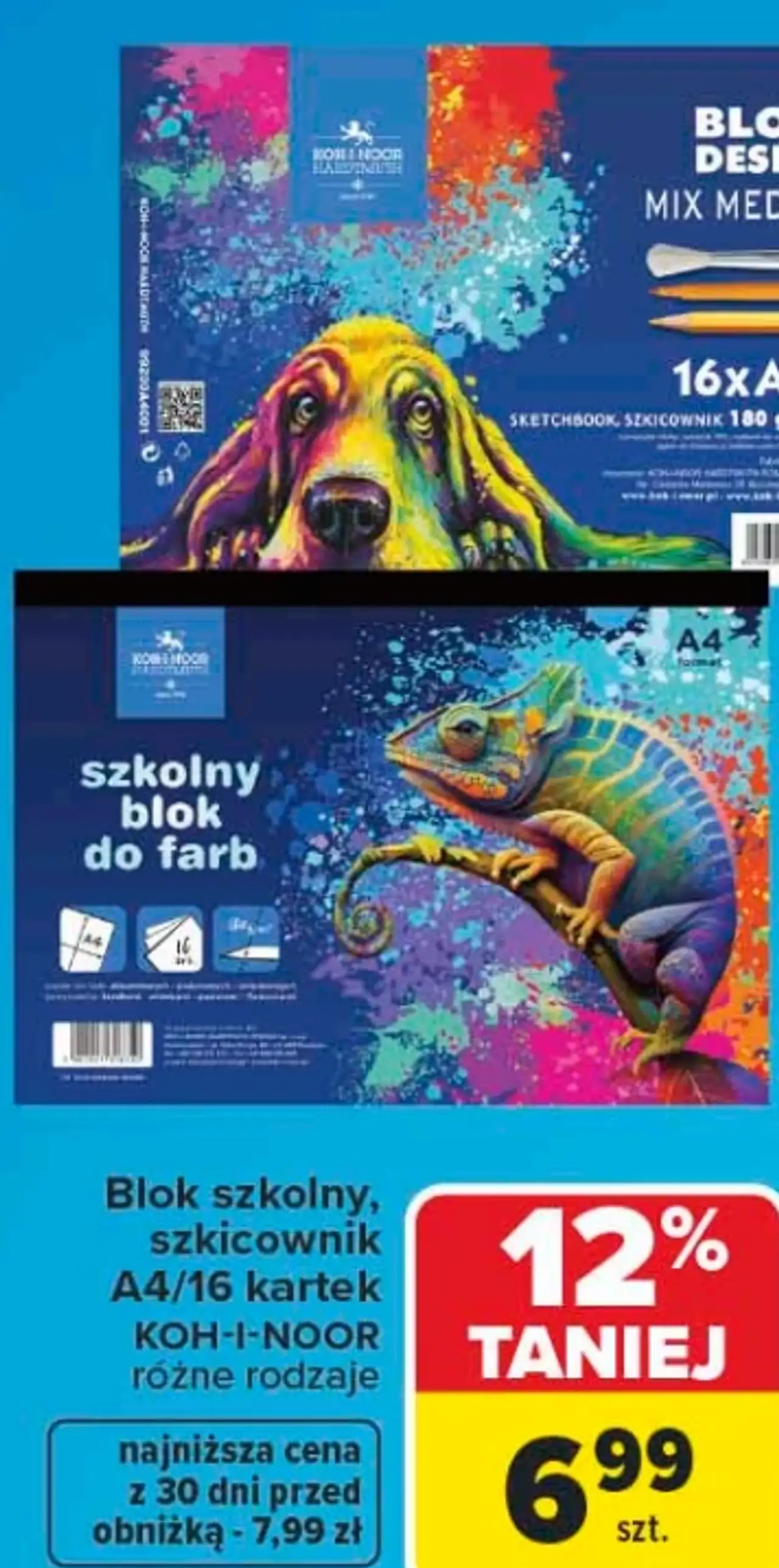 Blok szkolny, szkicownik A4/16 kartek KOH-I-NOOR