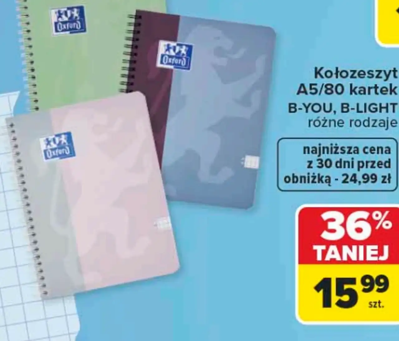Kołozeszyt Oxford A5/80 kartek B-YOU, B-LIGHT