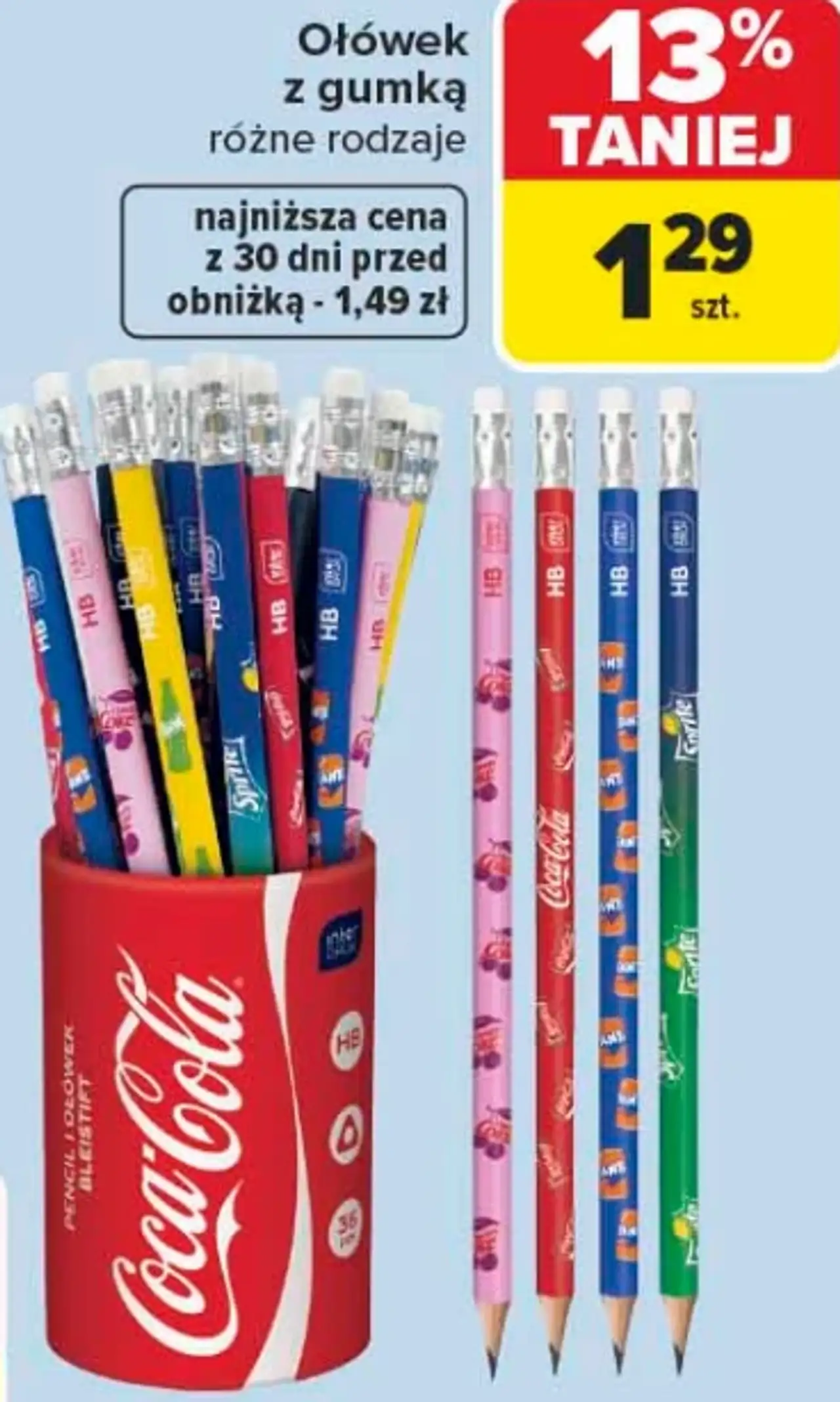 Ołówek z gumką Coca-Cola różne rodzaje