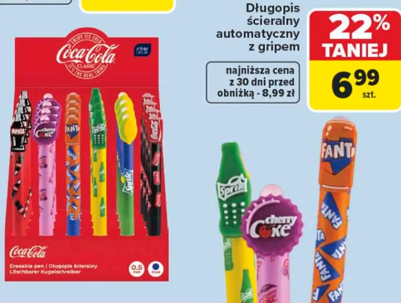 Długopis ścieralny automatyczny z gripem Coca-Cola