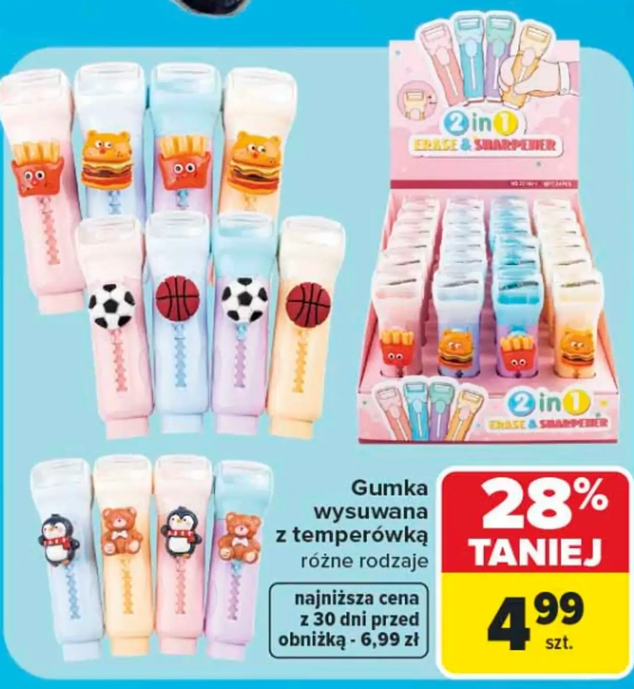 Gumka wysuwana z temperówką różne rodzaje