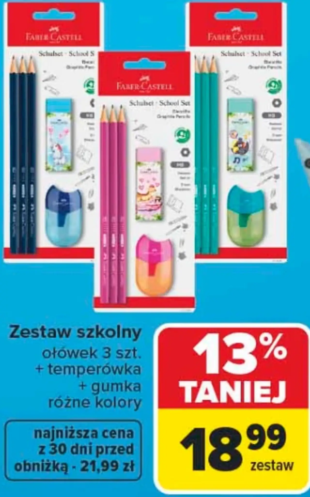 Zestaw szkolny Faber-Castell ołówek 3 szt. + temperówka + gumka