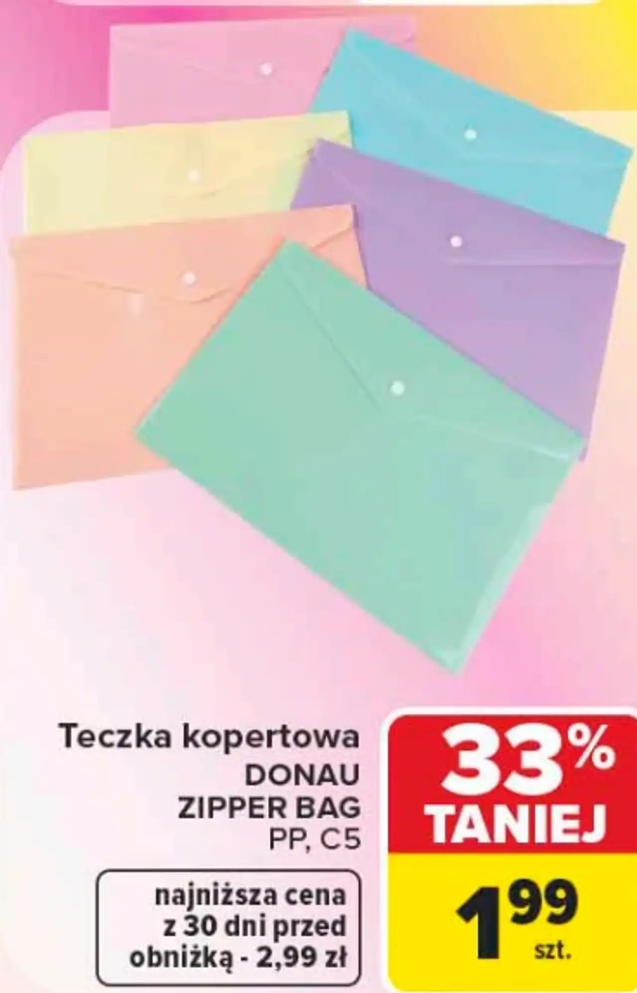 Teczka kopertowa DONAU ZIPPER BAG PP, C5