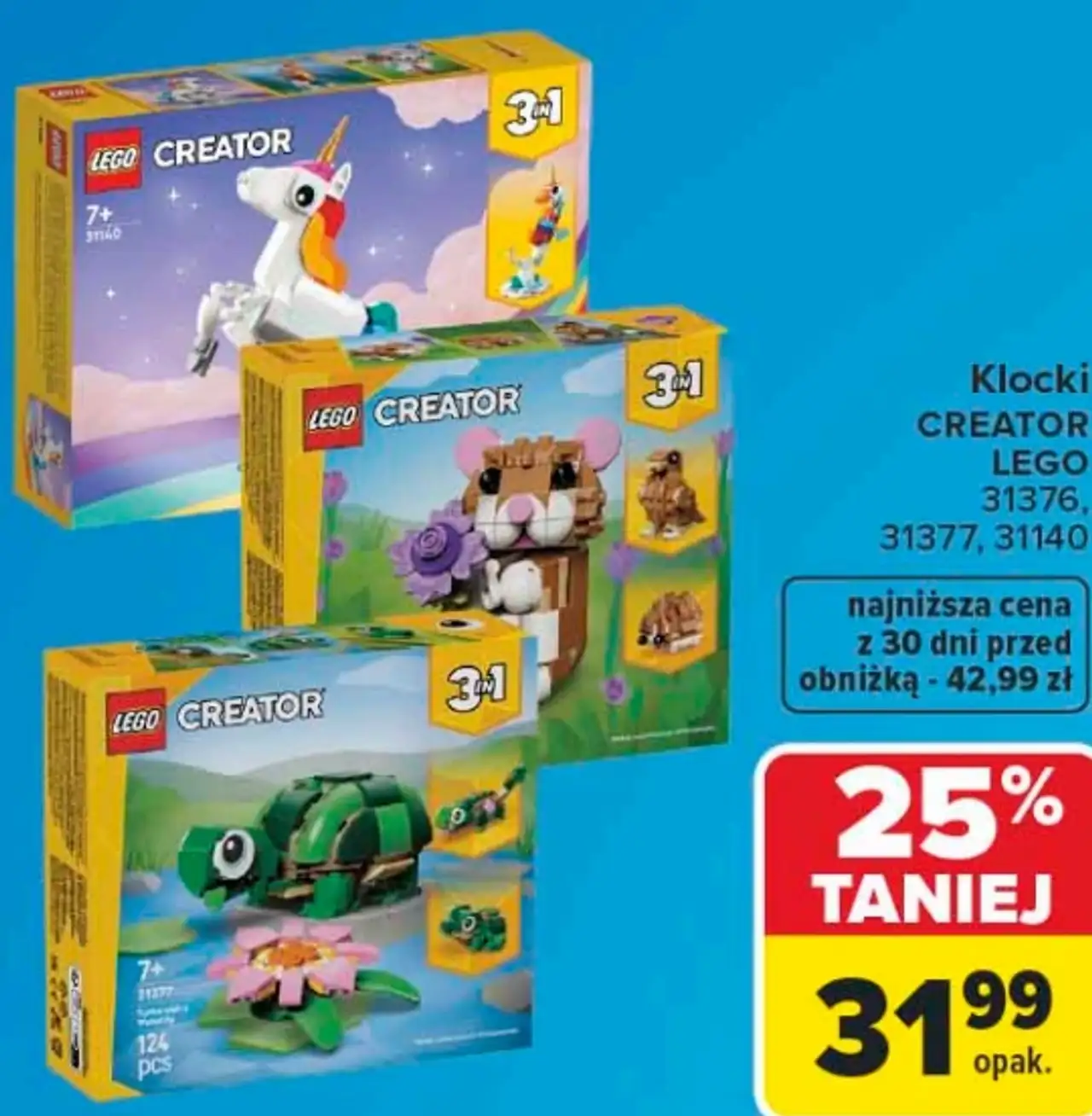 Klocki LEGO Creator (31376, 31377, 31140)