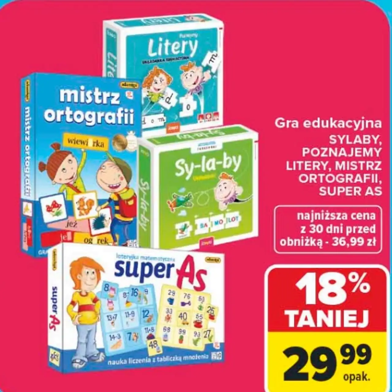 Gra edukacyjna SYLABY, POZNAJEMY LITERY, MISTRZ ORTOGRAFII, SUPER AS