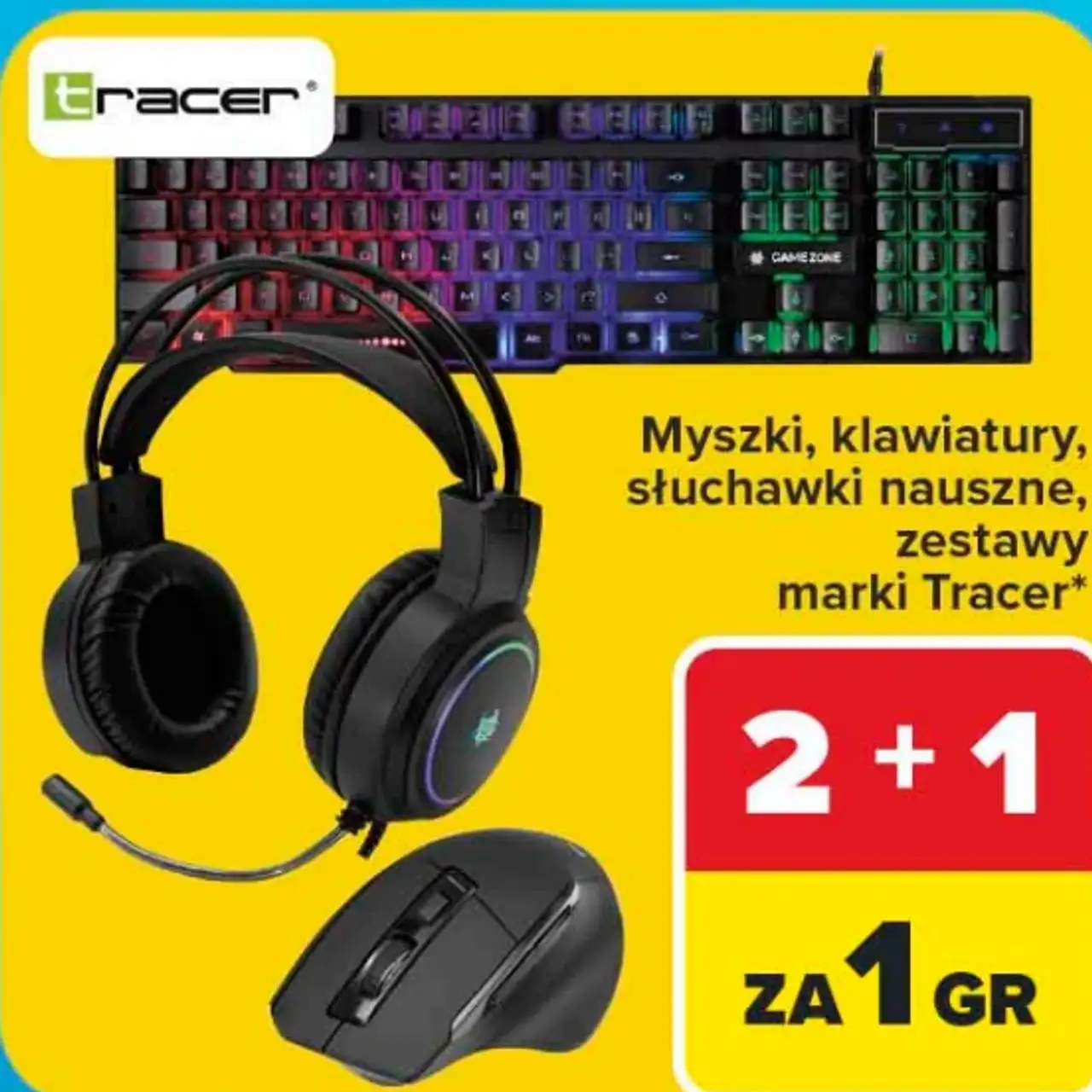Myszki, klawiatury, słuchawki nauszne, zestawy marki Tracer