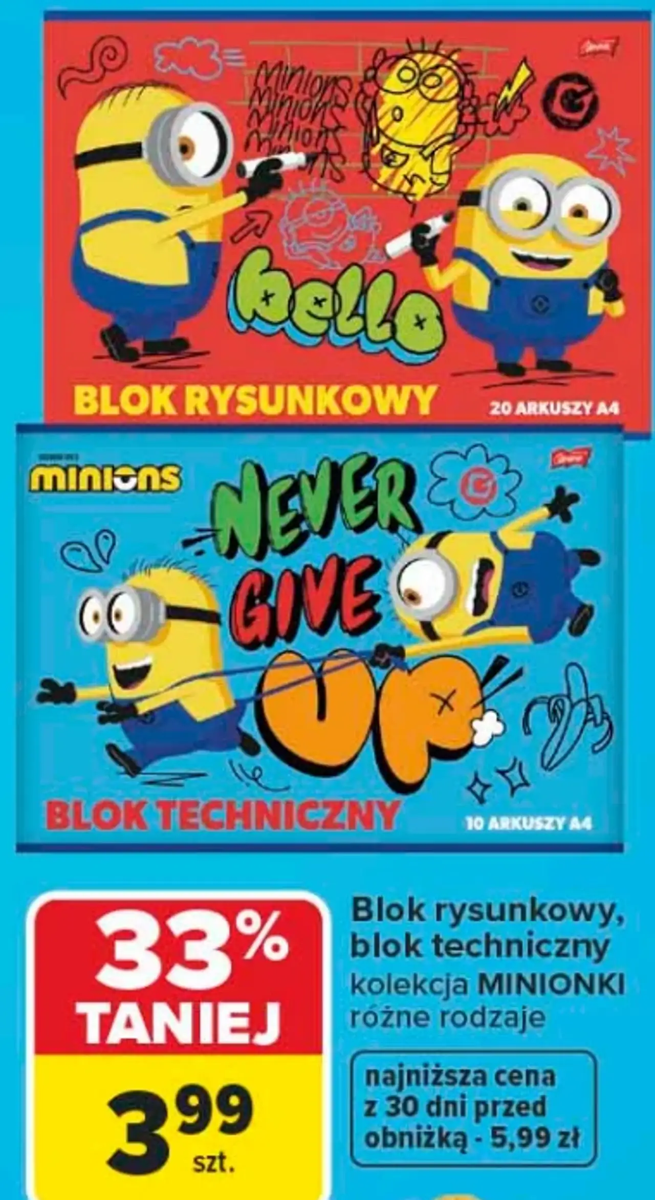Blok rysunkowy lub techniczny kolekcja Minionki