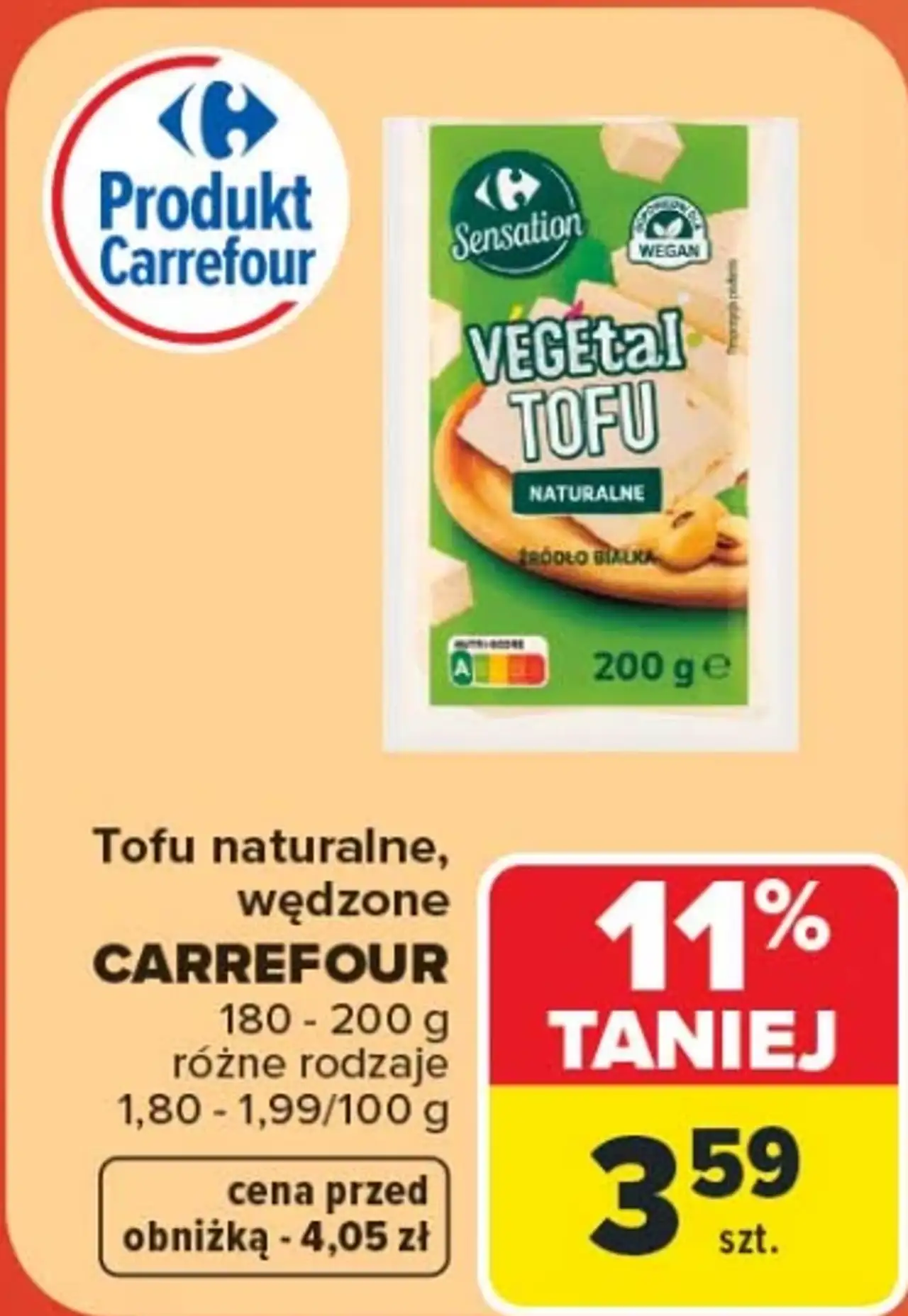 Carrefour Sensation Tofu naturalne, wędzone