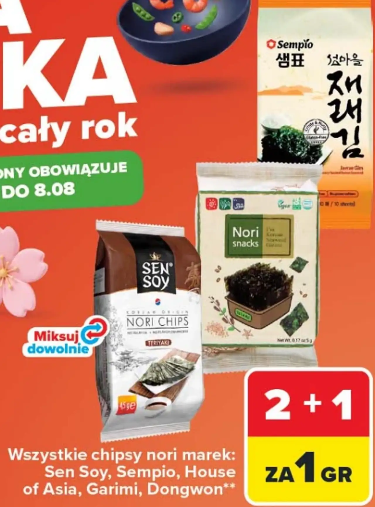 Wszystkie chipsy nori marek: Sen Soy, Sempio, House of Asia, Garimi, Dongwon