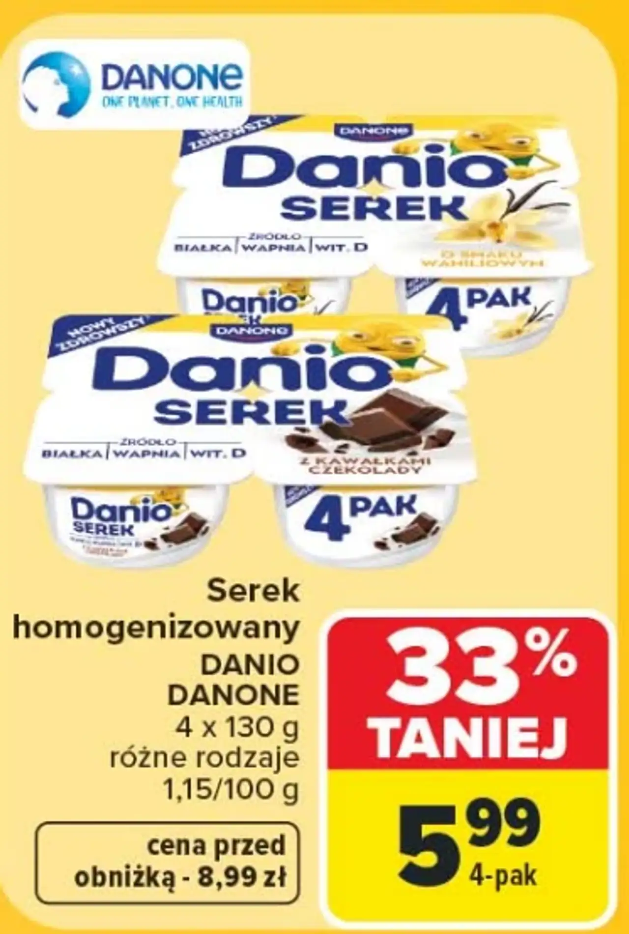 Danone Danio Serek homogenizowany różne rodzaje