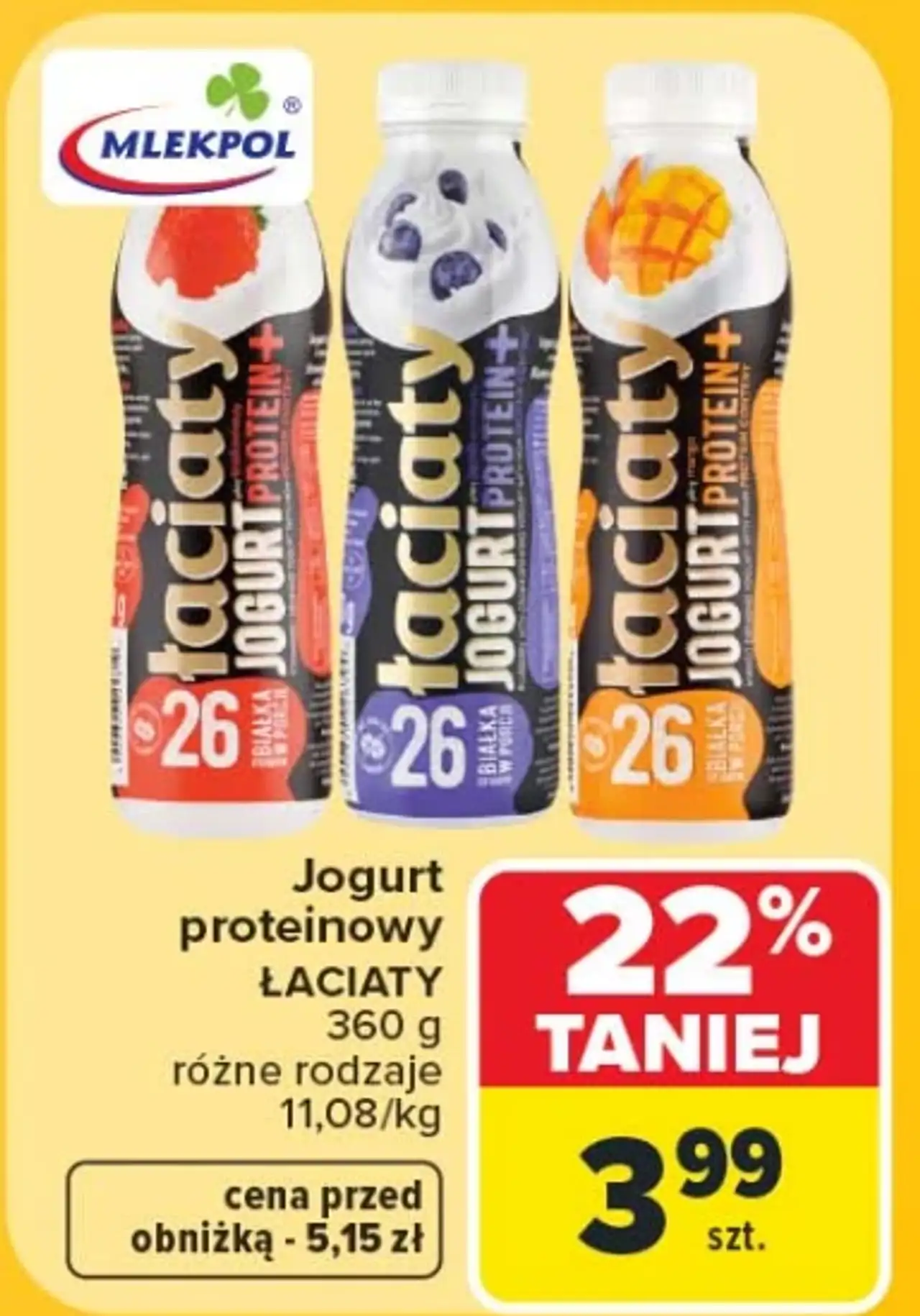 Mlekpol Łaciaty Jogurt proteinowy różne rodzaje