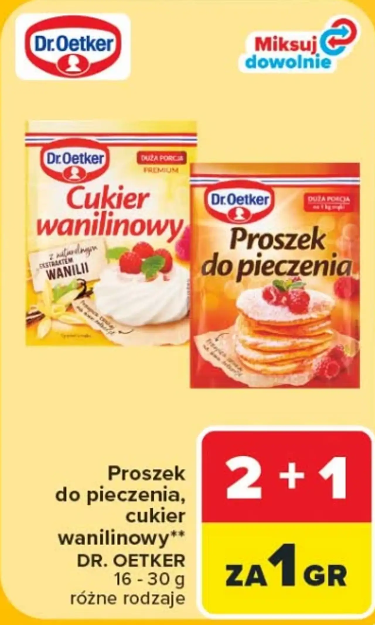 Proszek do pieczenia, cukier wanilinowy Dr. Oetker