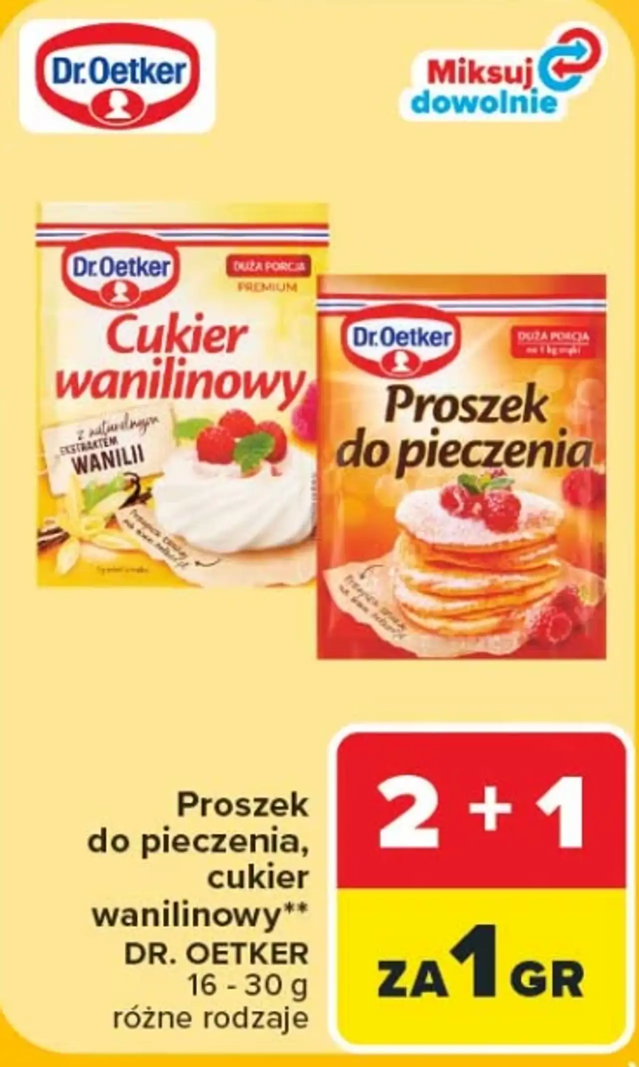 Proszek do pieczenia, cukier wanilinowy Dr. Oetker