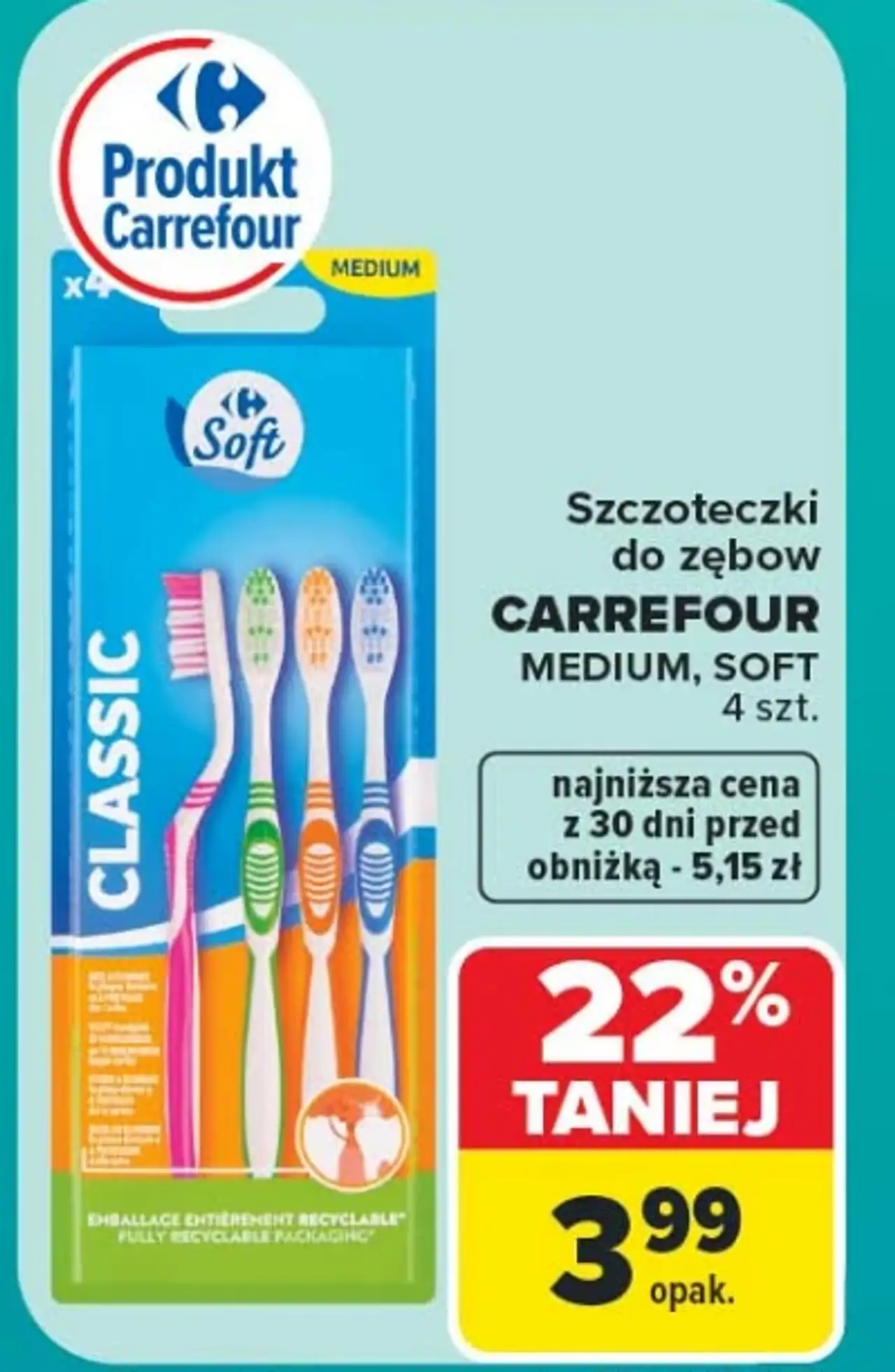Szczoteczki do zębów Carrefour Classic