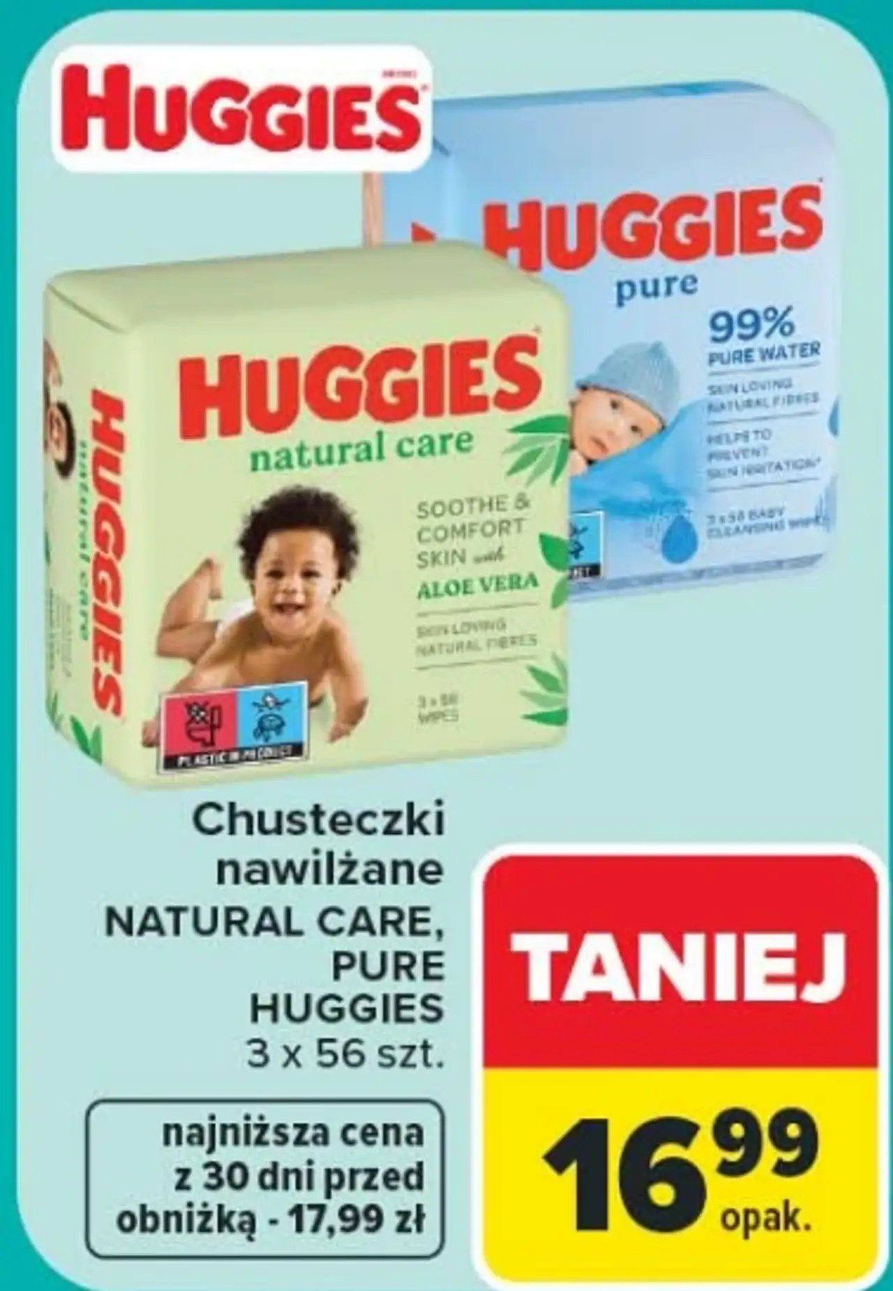 Chusteczki nawilżane Huggies Natural Care, Pure