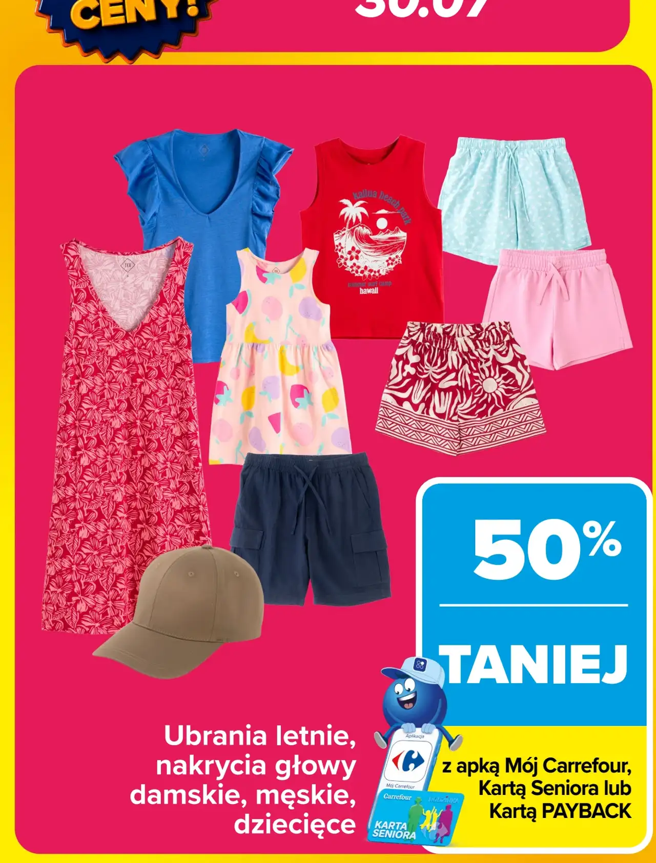 Ubrania letnie, nakrycia głowy damskie, męskie, dziecięce TEX