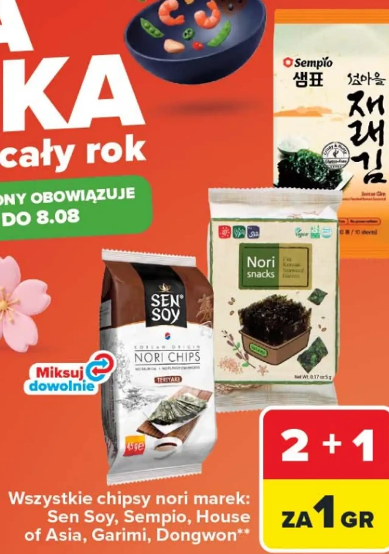 Chipsy nori Sen Soy, Sempio, House of Asia, Garimi, Dongwon