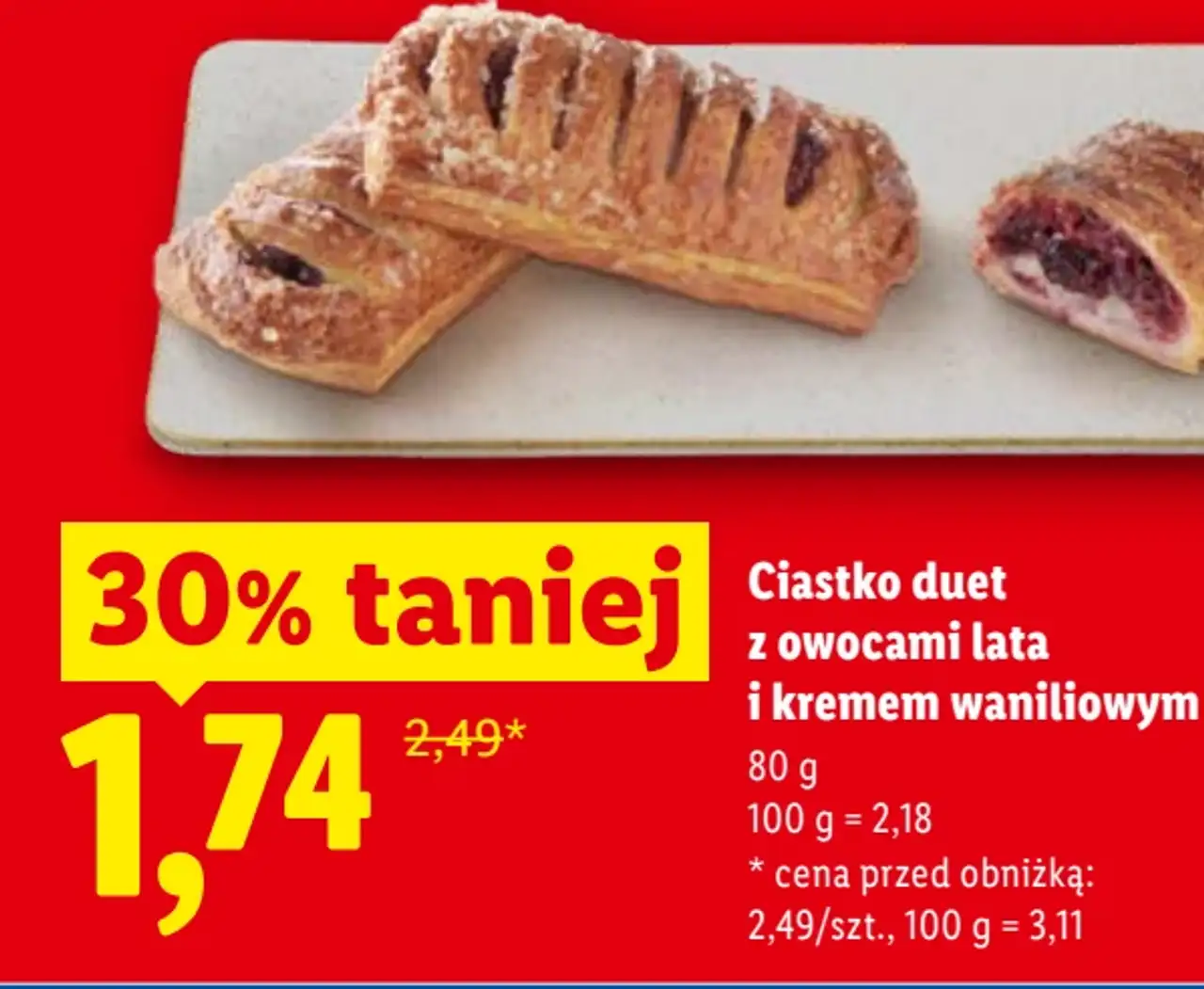 Ciastko duet z owocami lata i kremem waniliowym