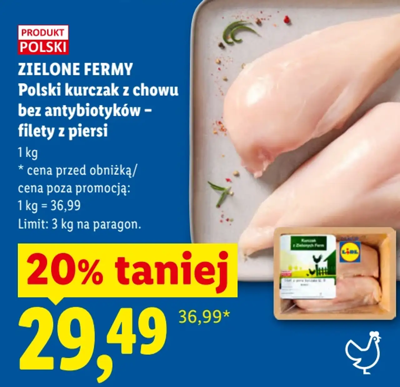 Zielone Fermy Polski kurczak z chowu bez antybiotyków - filety z piersi