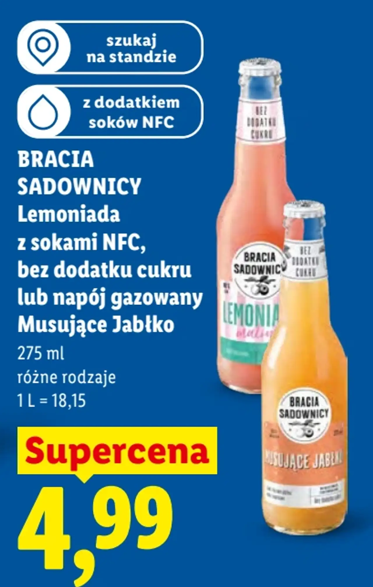 Bracia Sadownicy Lemoniada z sokami NFC lub napój gazowany Musujące Jabłko
