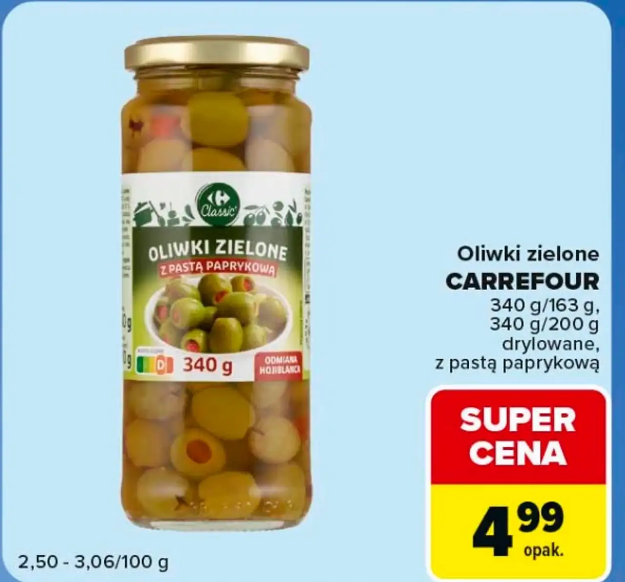 Oliwki zielone Carrefour z pastą paprykową / drylowane