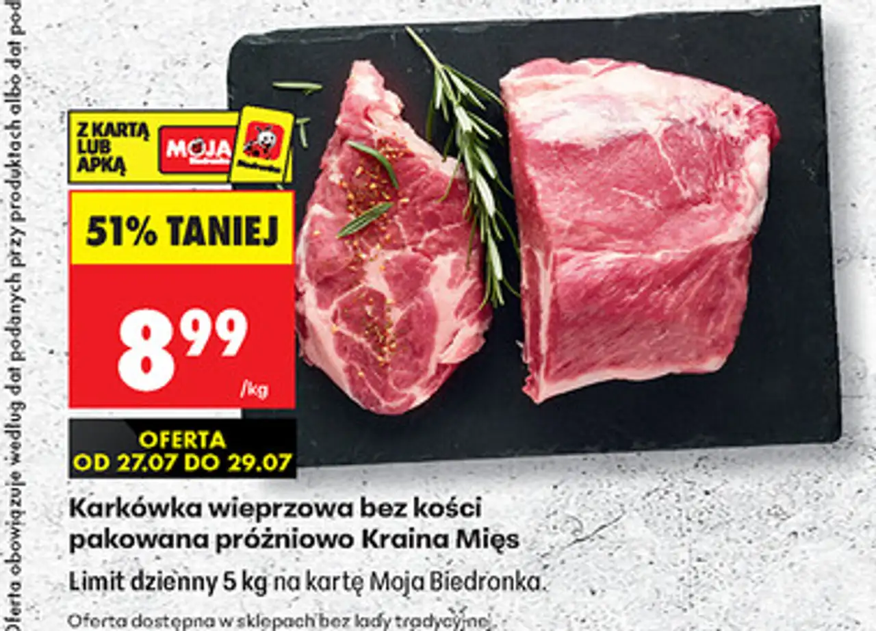 Karkówka wieprzowa bez kości pakowana próżniowo Kraina Mięs