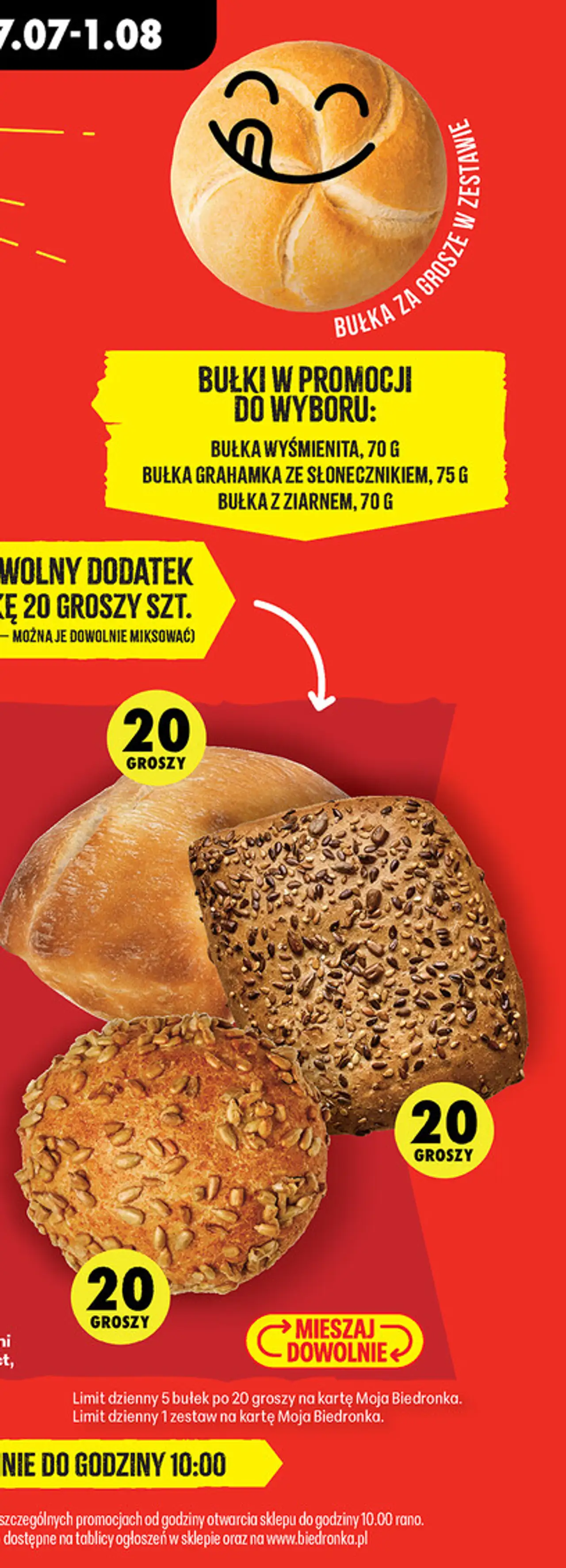 Bułki do wyboru : bułka wyśmienita, grahamka ze słonecznikiem, bułka z ziarnem