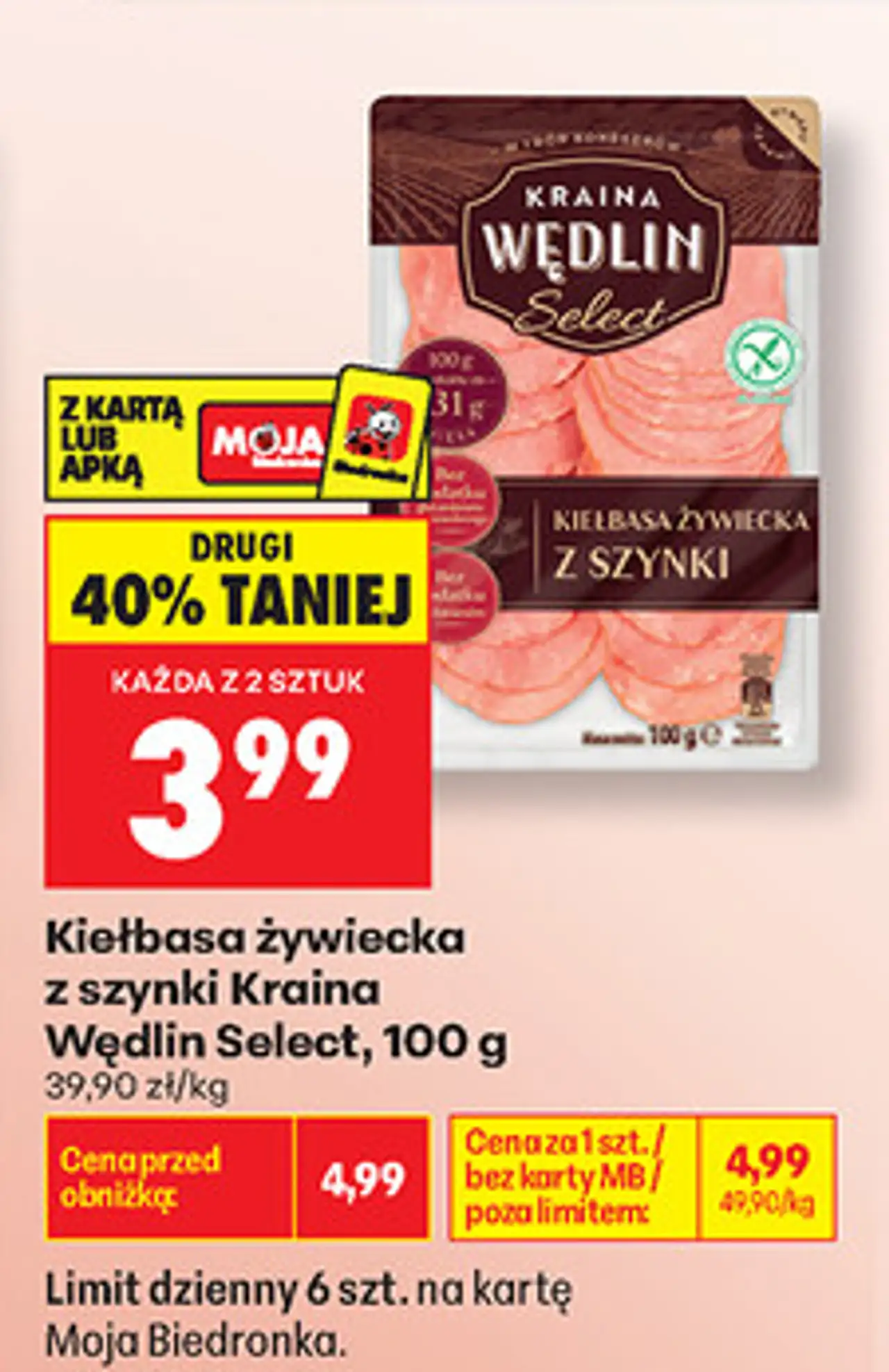 Kiełbasa żywiecka z szynki Kraina Wędlin Select