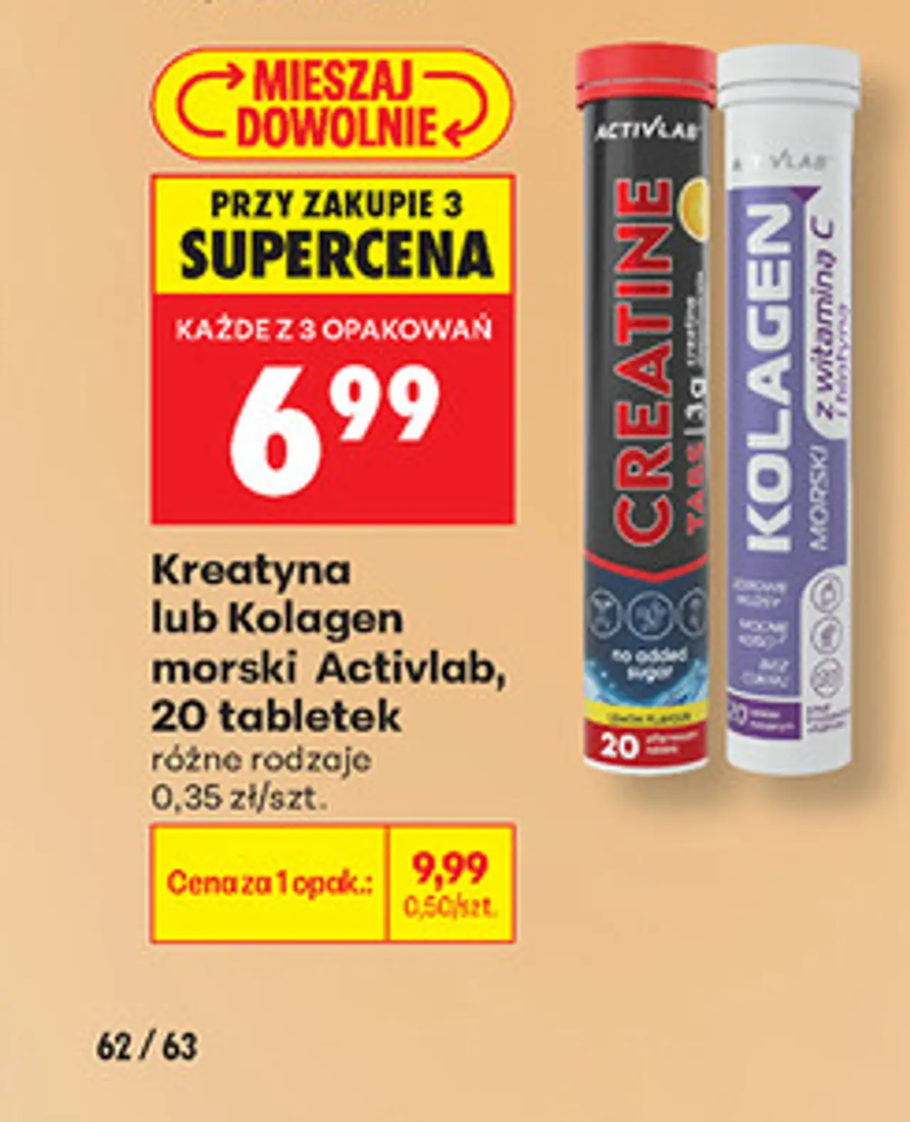 Kreatyna lub Kolagen morski Activlab, 20 tabletek