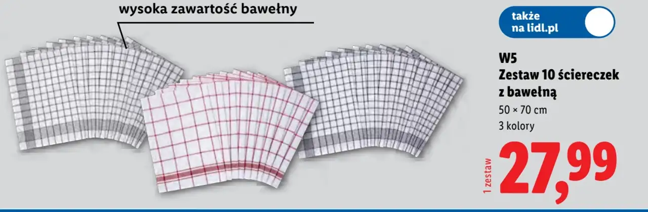W5 Zestaw 10 ściereczek z bawełną