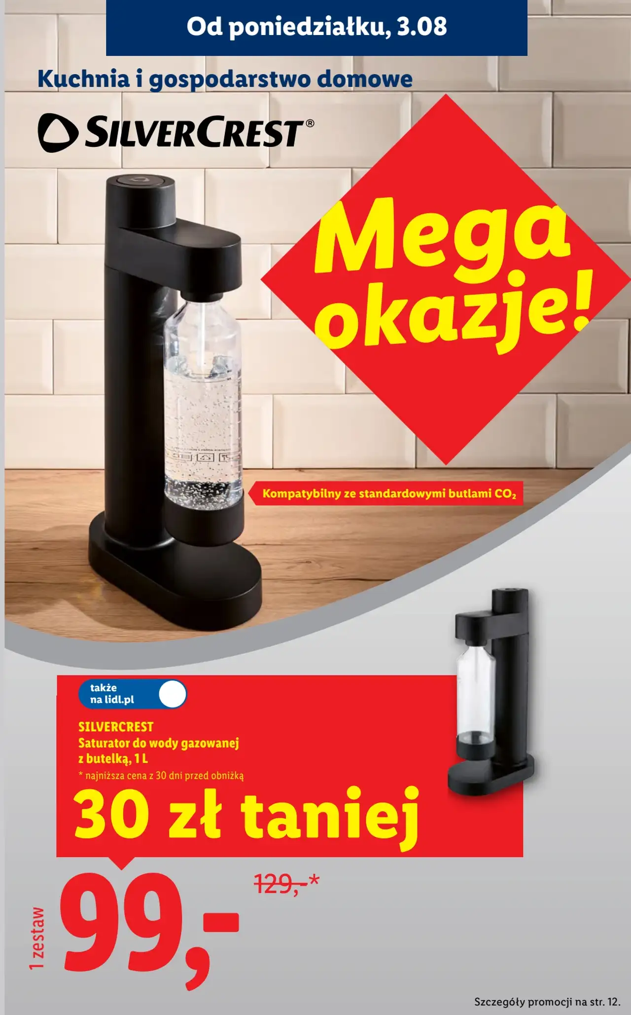 Silvercrest Saturator do wody gazowanej z butelką, 1 L