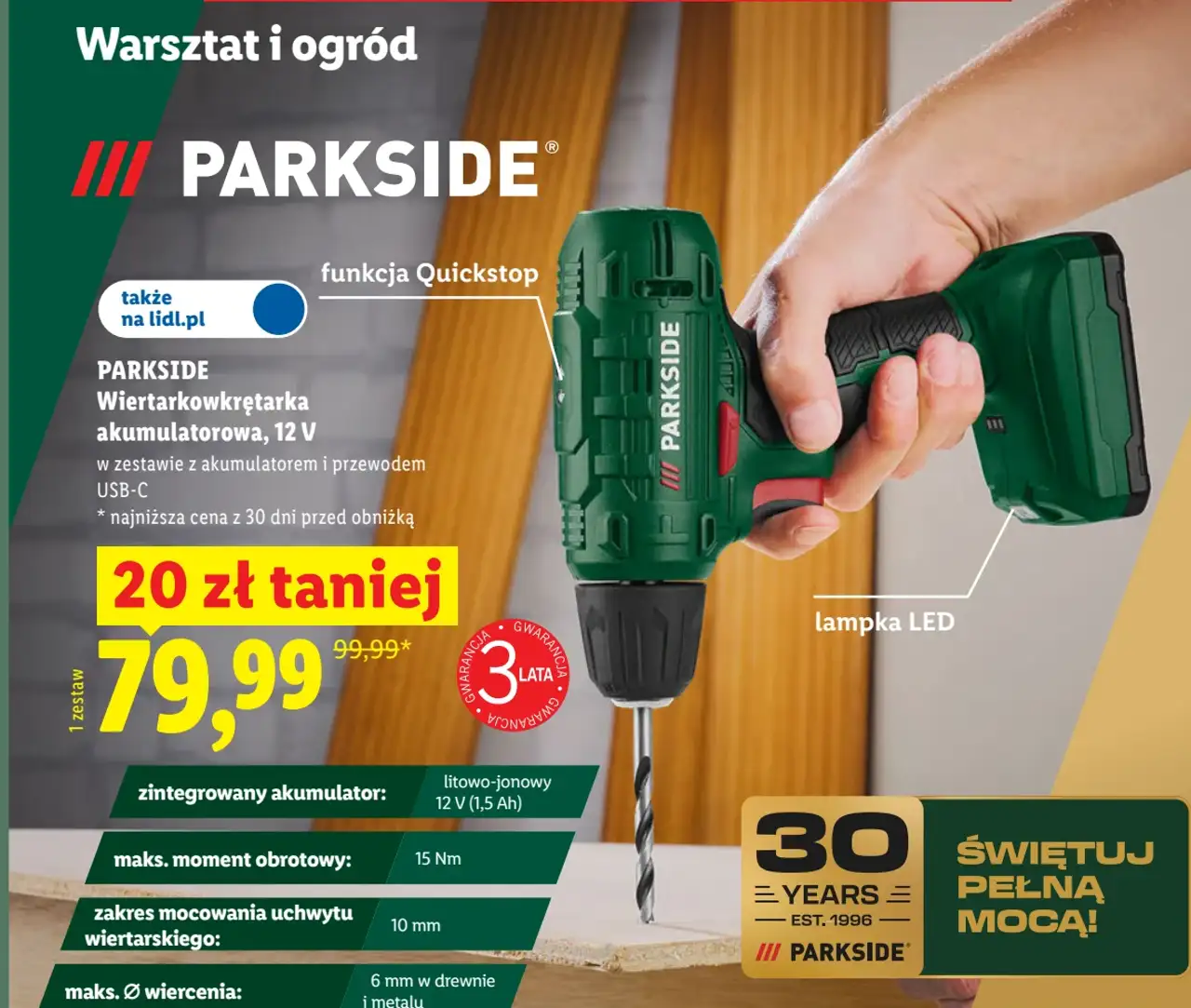 PARKSIDE Wiertarkowkrętarka akumulatorowa, 12 V