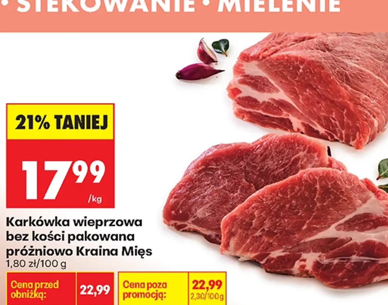 Karkówka wieprzowa bez kości pakowana próżniowo Kraina Mięs