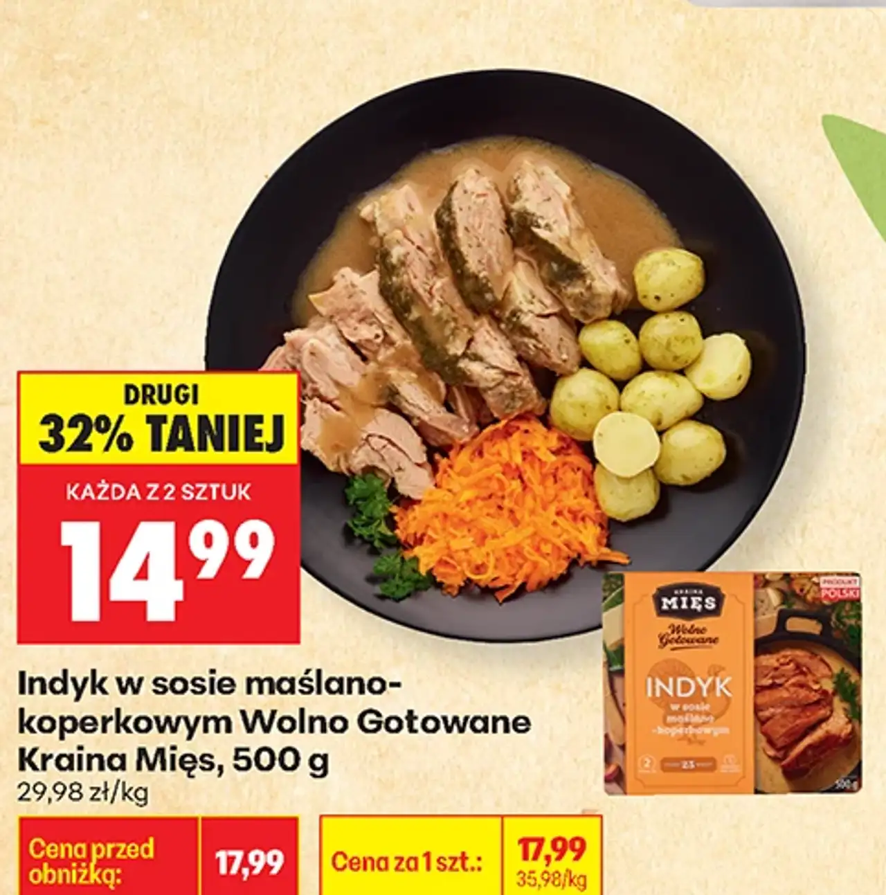Indyk w sosie maślano-koperkowym Wolno Gotowane Kraina Mięs, 500 g