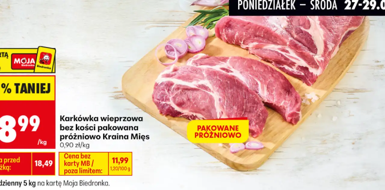 Karkówka wieprzowa bez kości pakowana próżniowo Kraina Mięs