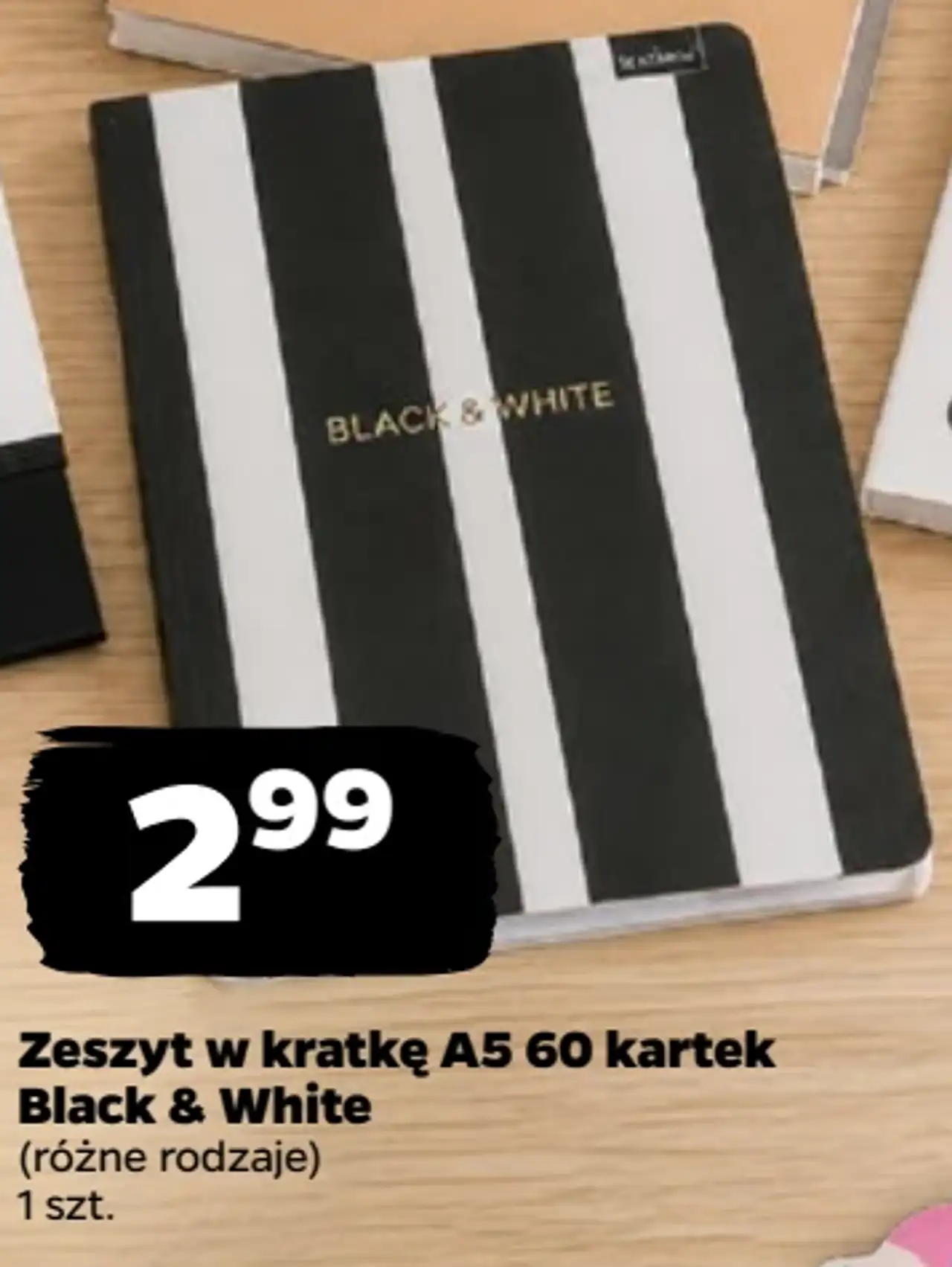 Zeszyt w kratkę A5 60 kartek Beniamin Black & White