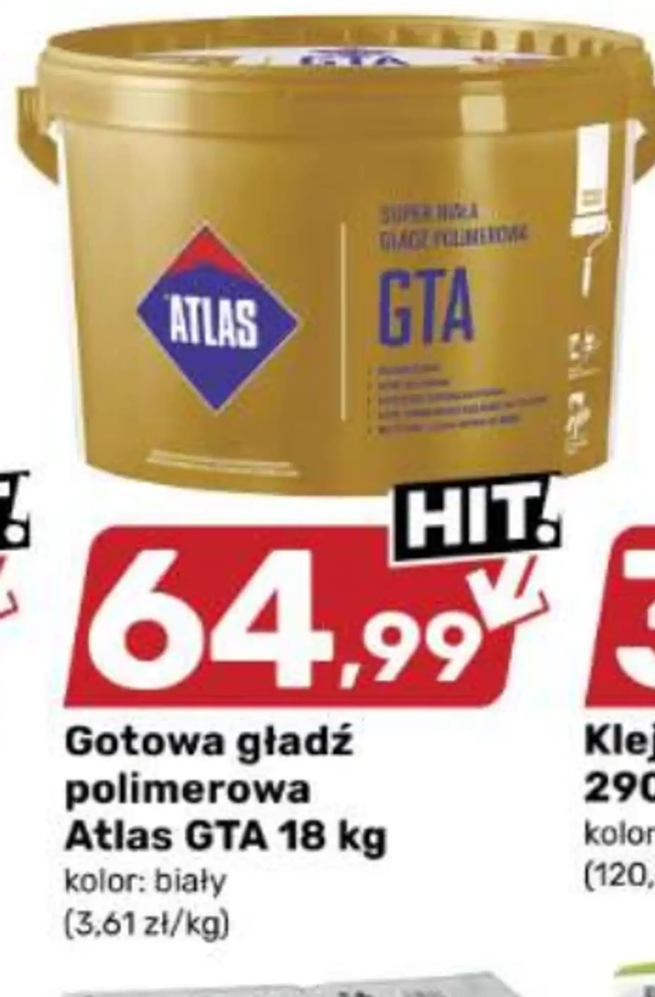 Gotowa gładź polimerowa Atlas GTA 18 kg