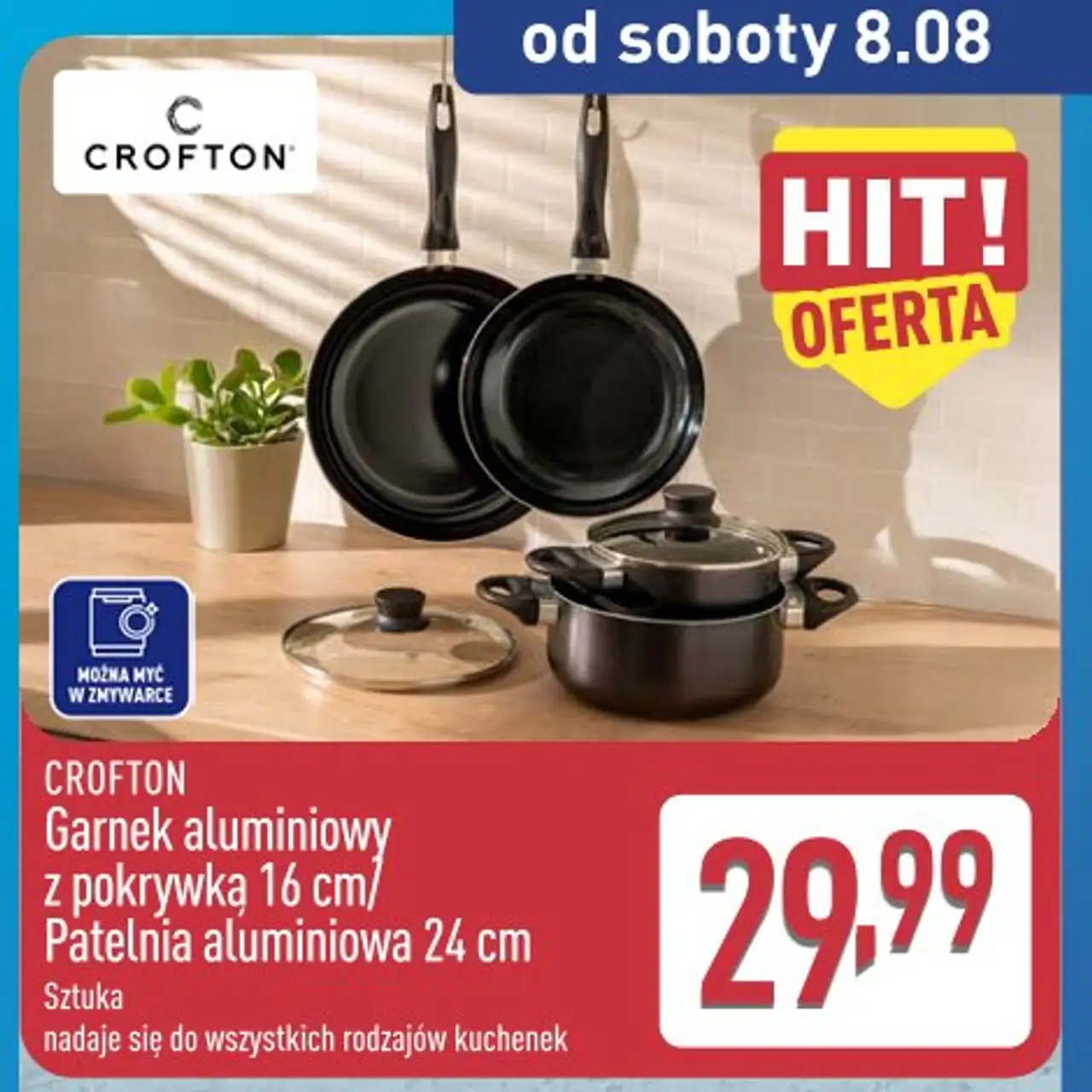 Garnek aluminiowy z pokrywą/patelnia aluminiowa