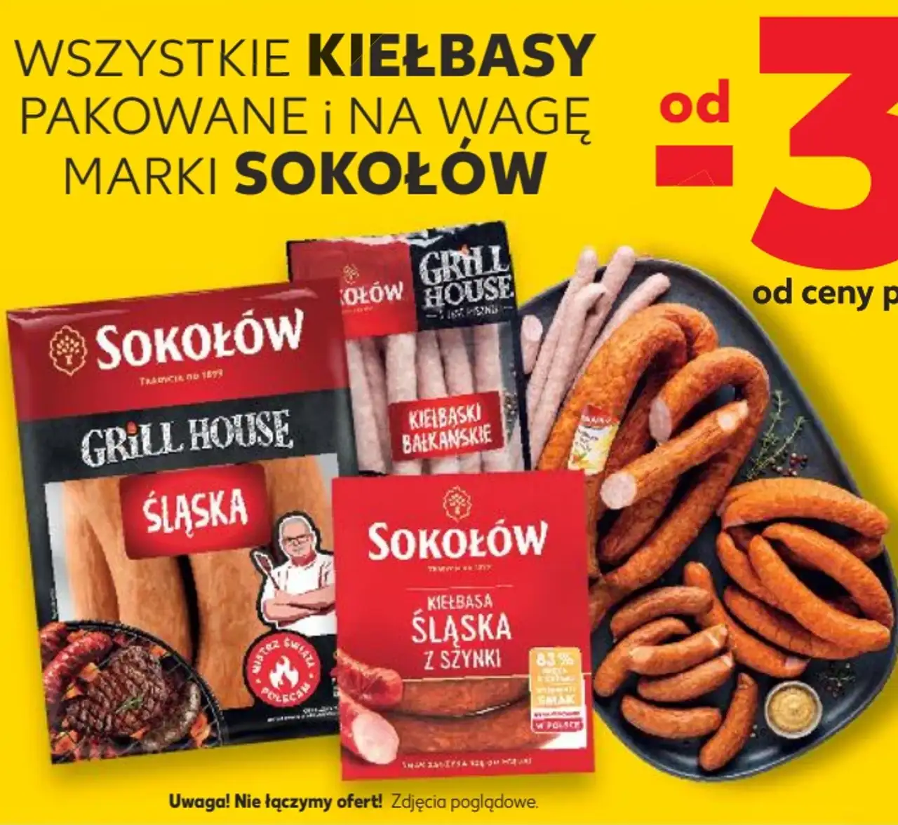 Wszystkie kiełbasy pakowane i na wagę marki Sokołów