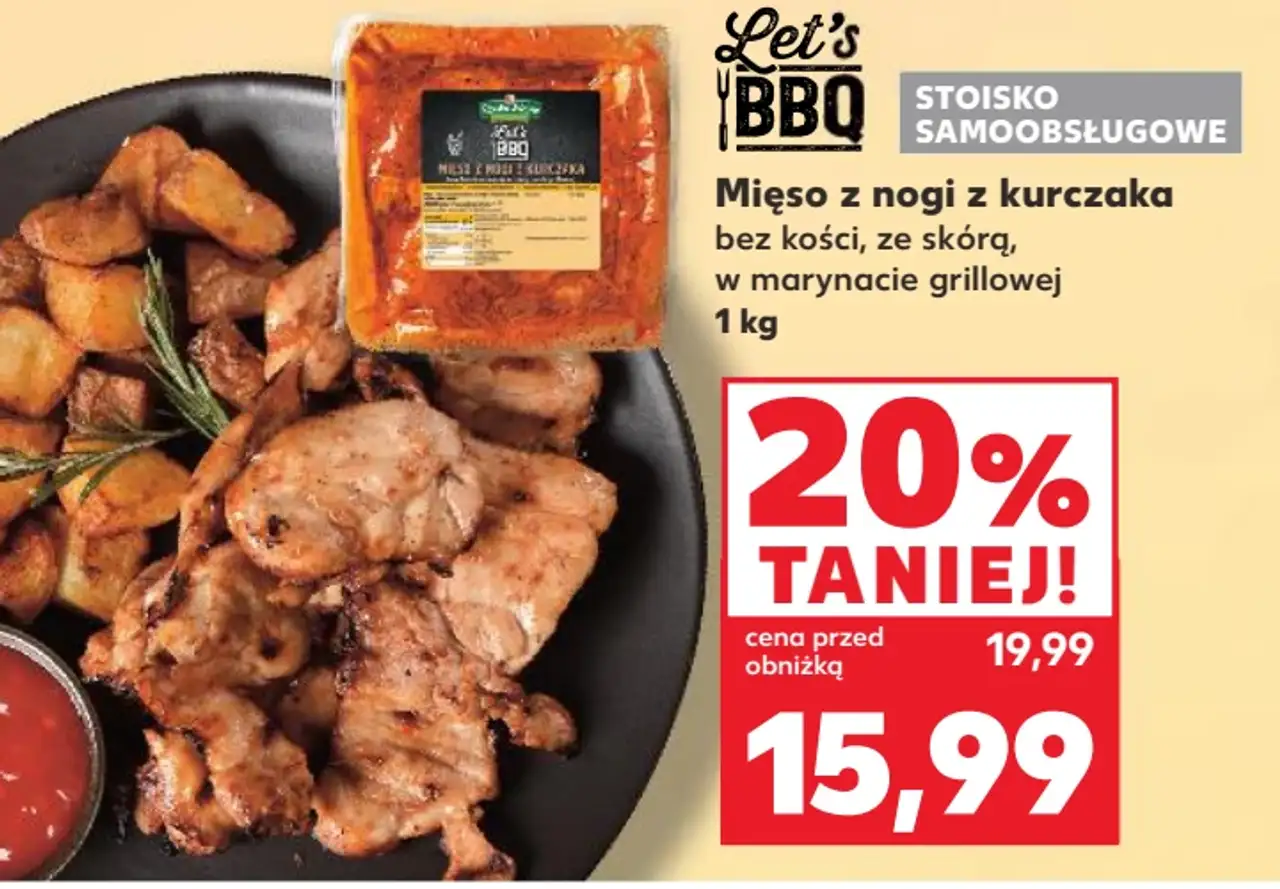 Let's BBQ Mięso z nogi z kurczaka bez kości, ze skórą, w marynacie grillowej