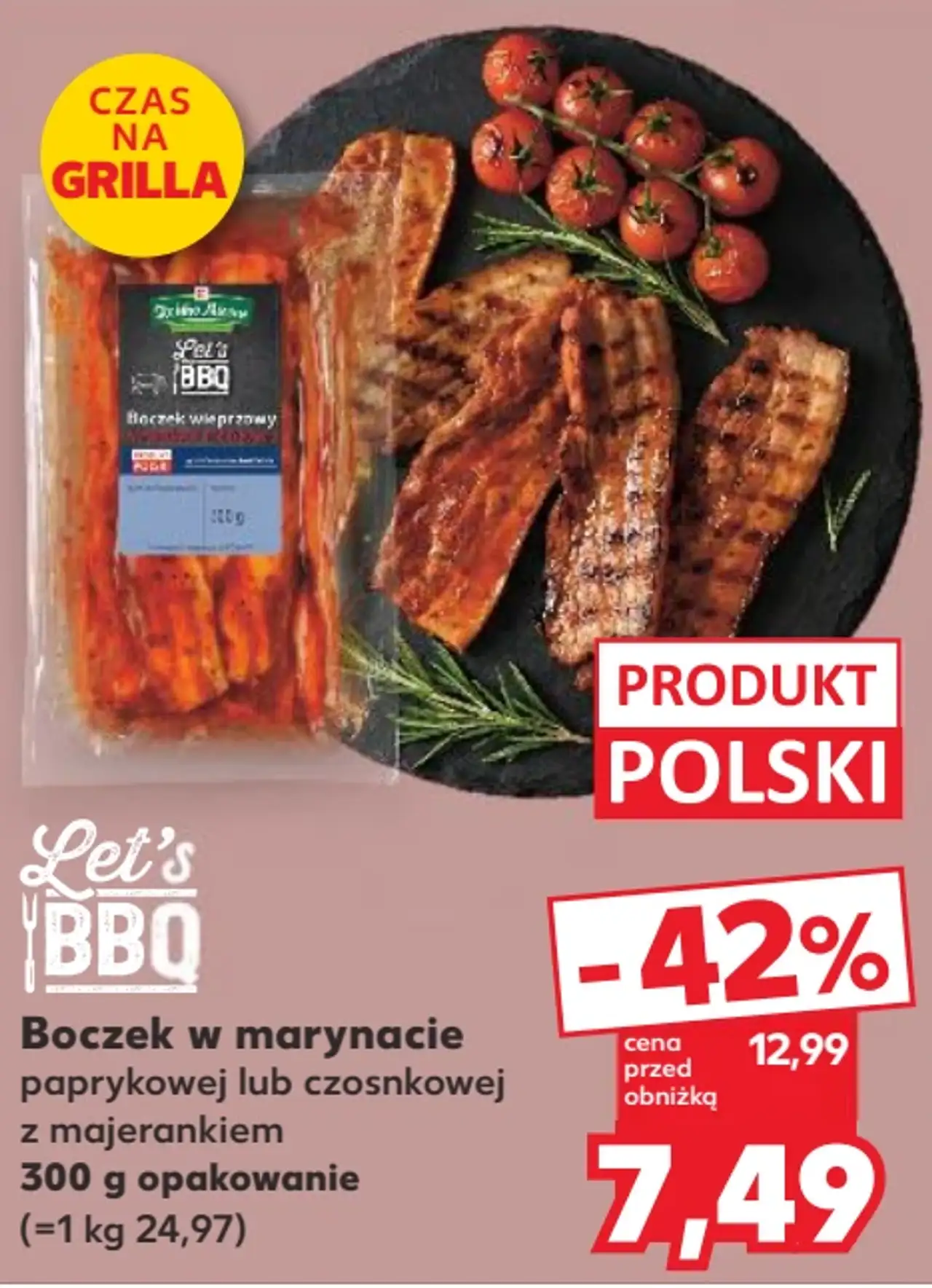 Let's BBQ Boczek w marynacie paprykowej lub czosnkowej z majerankiem