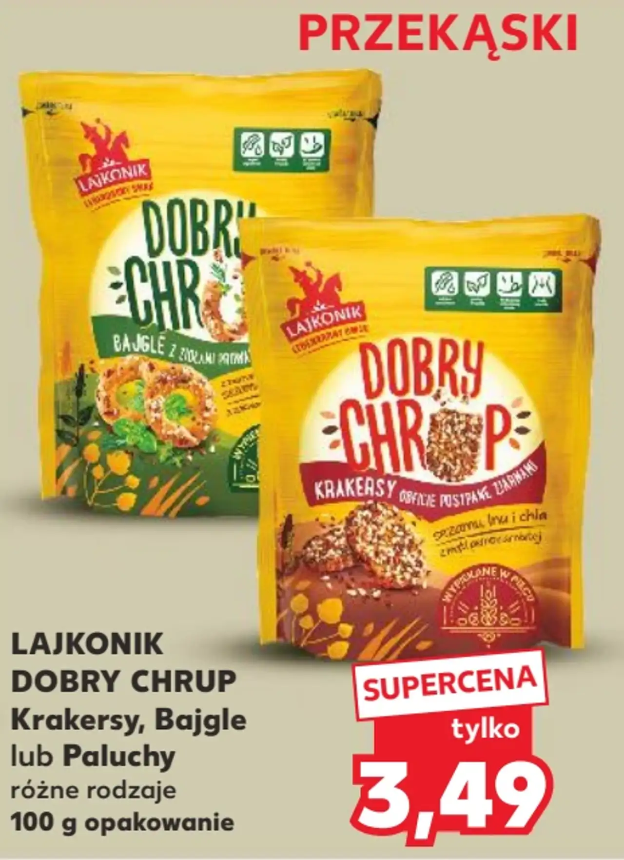 LAJKONIK DOBRY CHRUP Krakersy, Bajgle lub Paluchy