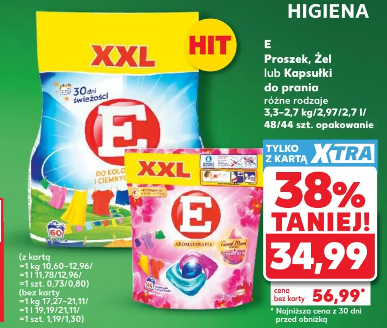 E Proszek, Żel lub Kapsułki do prania