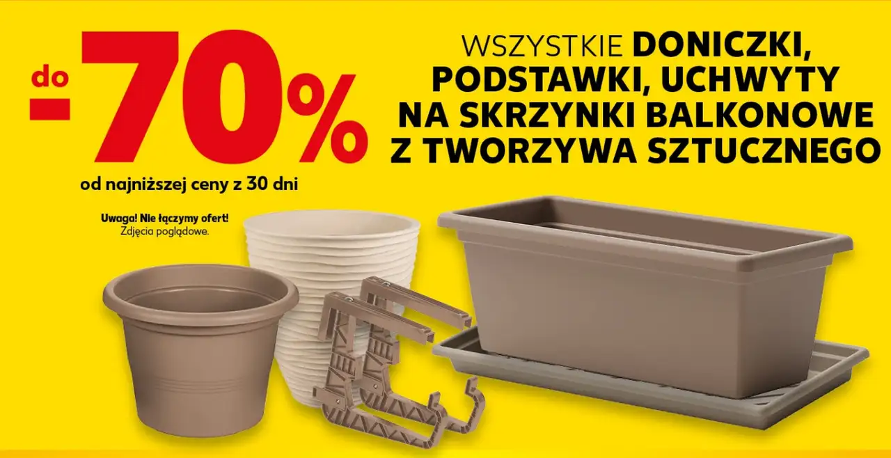 Wszystkie doniczki, podstawki, uchwyty na skrzynki balkonowe z tworzywa sztucznego