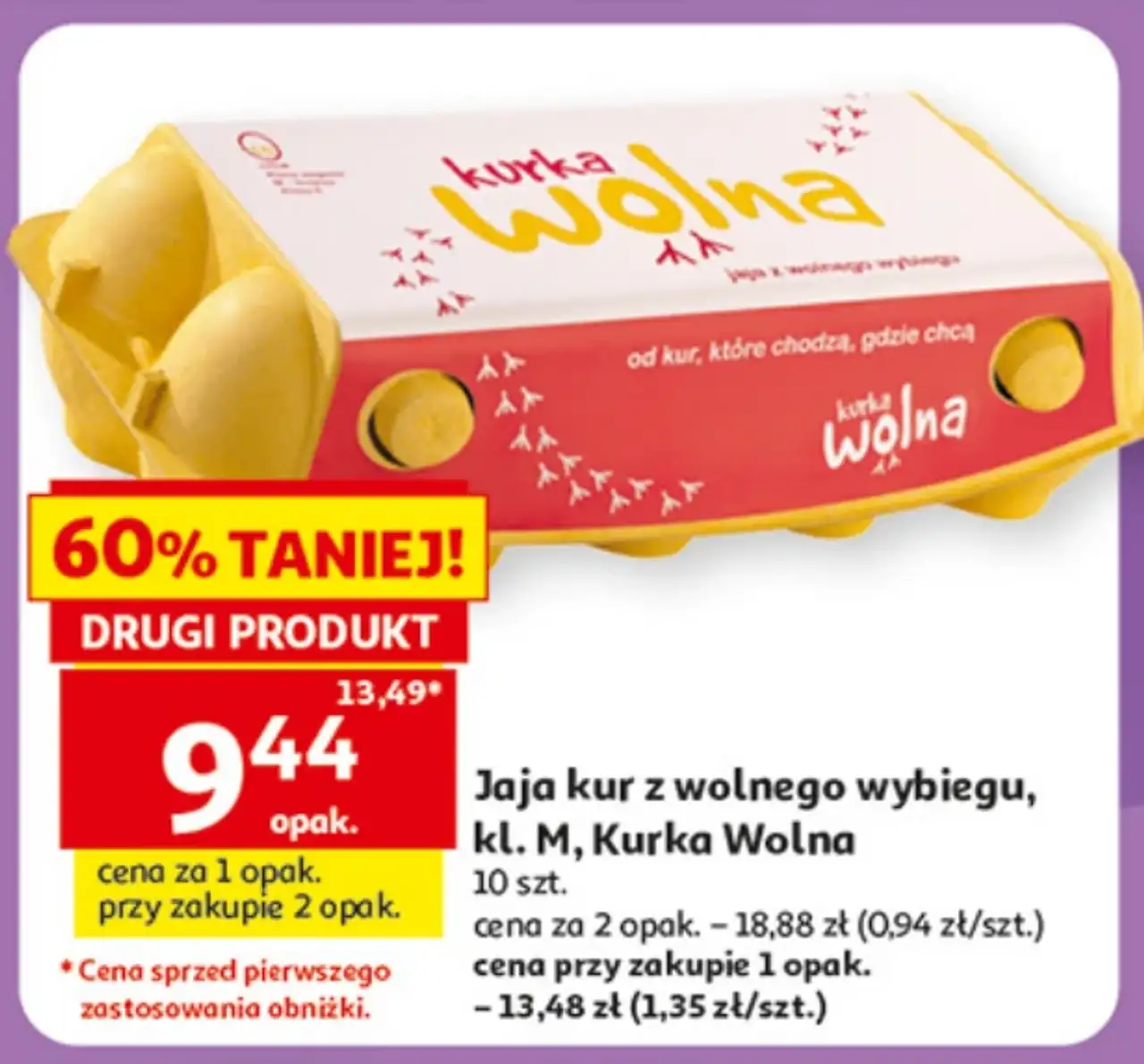 Jaja kur z wolnego wybiegu, kl. M, Kurka Wolna
