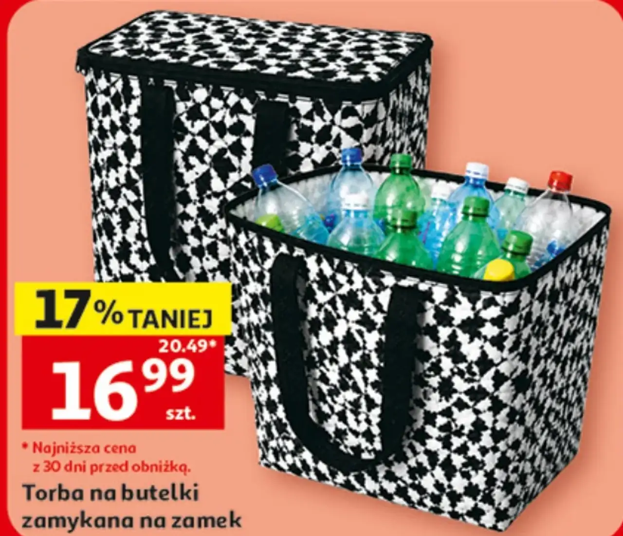 Torba na butelki zamykana na zamek