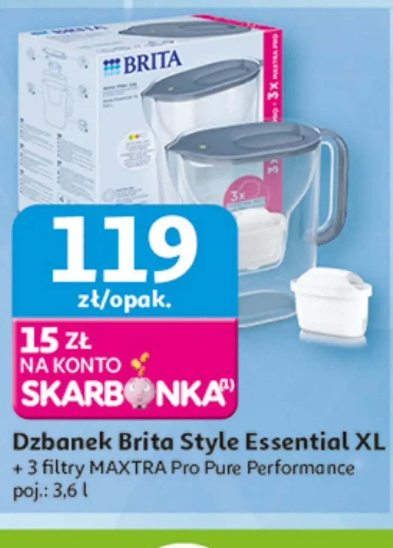 Dzbanek Brita Style Essential XL + 3 filtry MAXTRA Pro Pure Performance