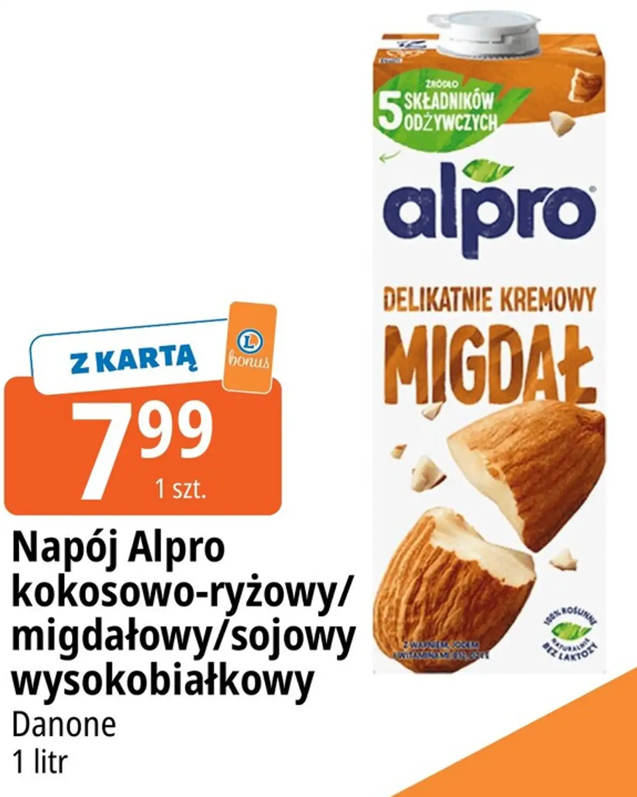 Napój Alpro kokosowo-ryżowy / migdałowy / sojowy wysokobiałkowy