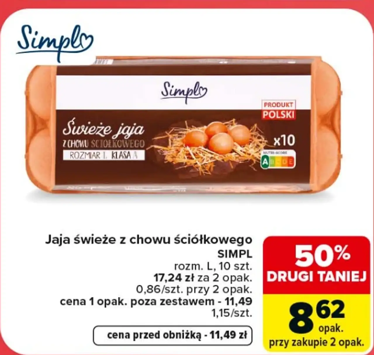 Jaja świeże z chowu ściółkowego Simpl
